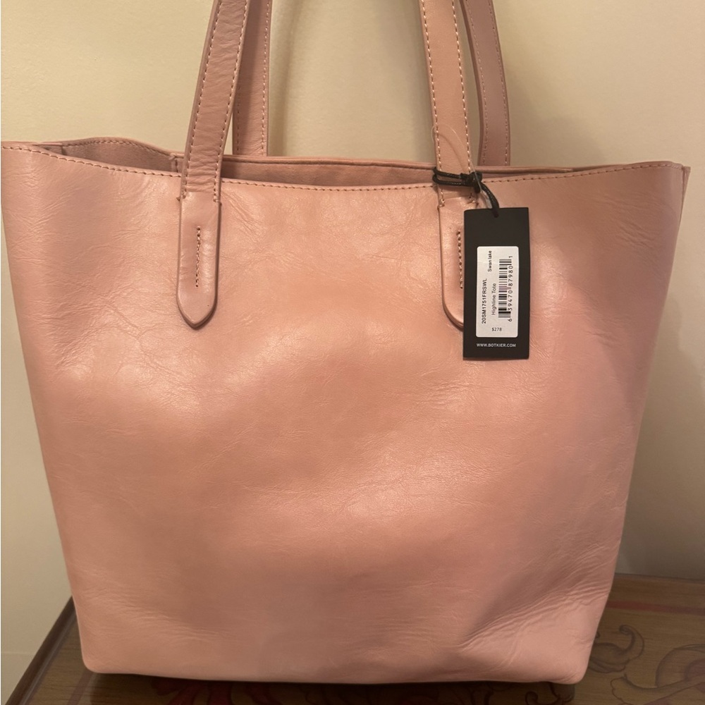 PRICE DROP:BOTKIER Lambskin LEATHER suede-lined SwanLake HighlineBLUSH PINK TOTE - Picture 2 of 13